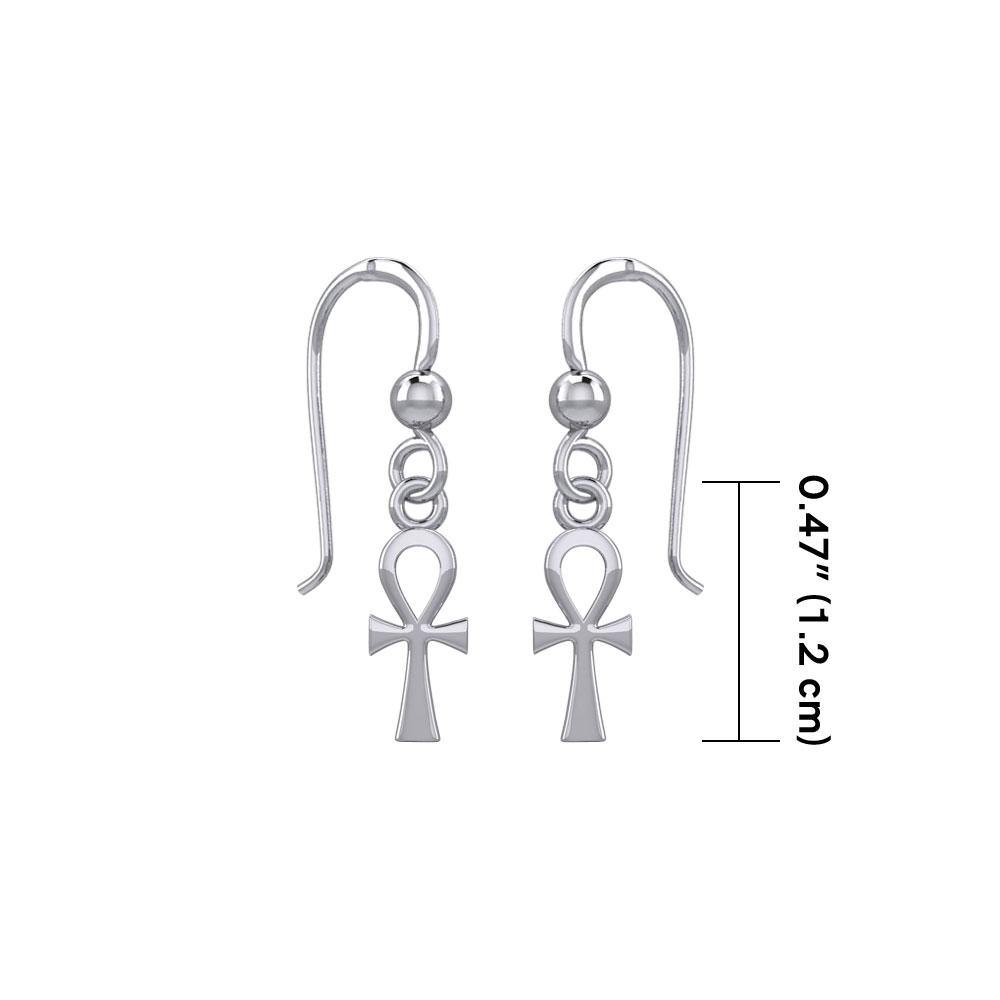 Egyptian Small Ankh Silver Earrings TER1891 - Jewelry