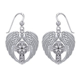 Feel the Tranquil in Angels Wings Sterling Silver Earrings with Celtic Cross TER1893