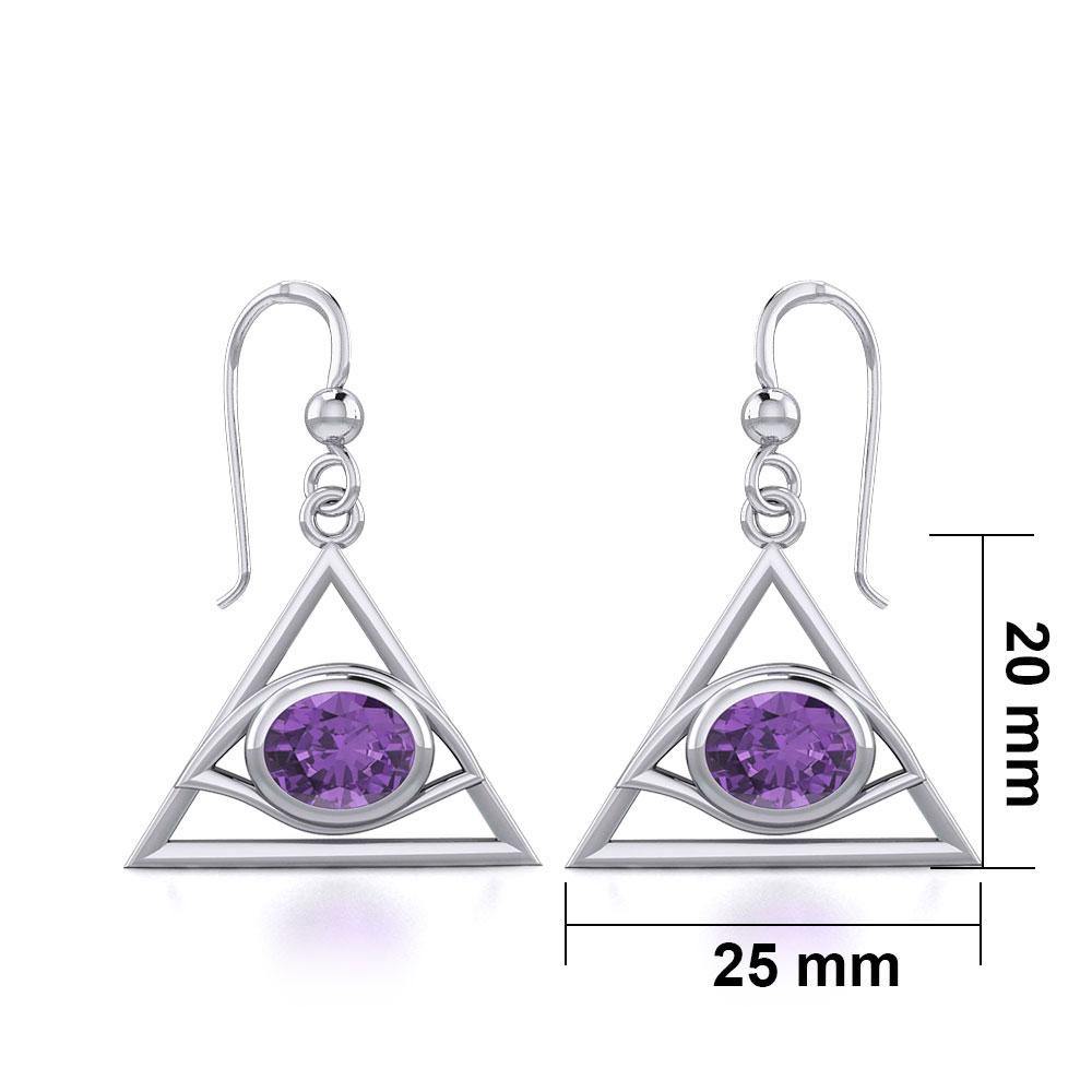 Eye of The Pyramid Silver Earrings with Gem TER1902 - Jewelry
