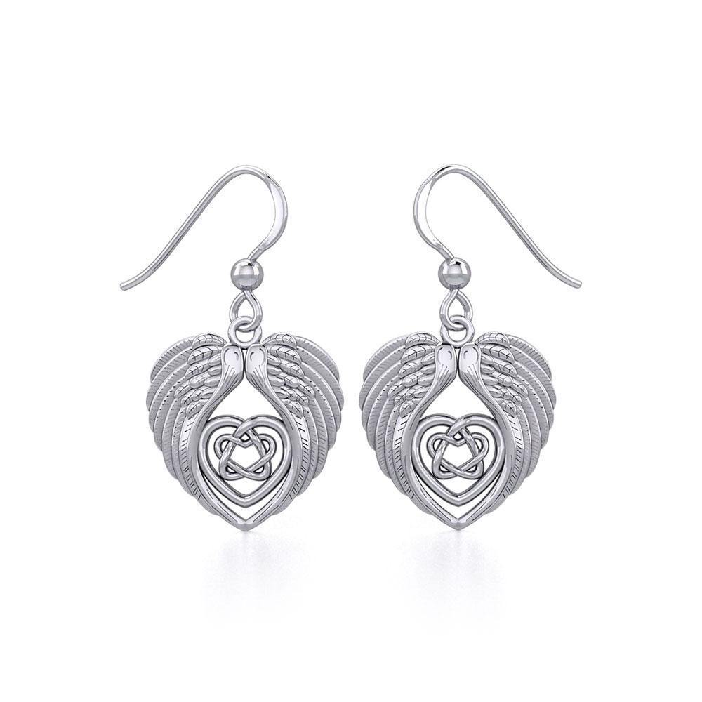 Angel Wing with Celtic Heart Silver Earrings TER1920 - Jewelry