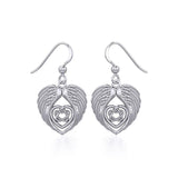Angel Wing with Celtic Heart Silver Earrings TER1920