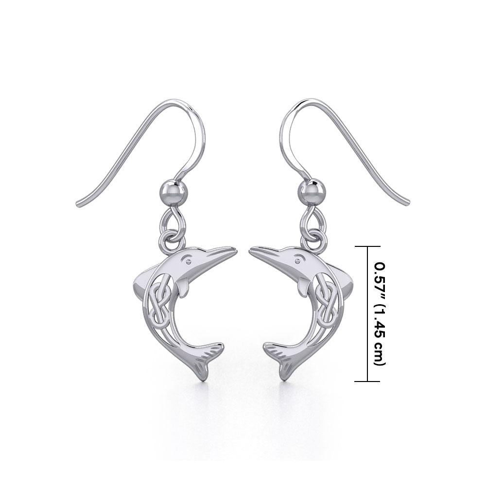 Celtic Joyful Dolphins Silver Earrings TER1924 - Jewelry