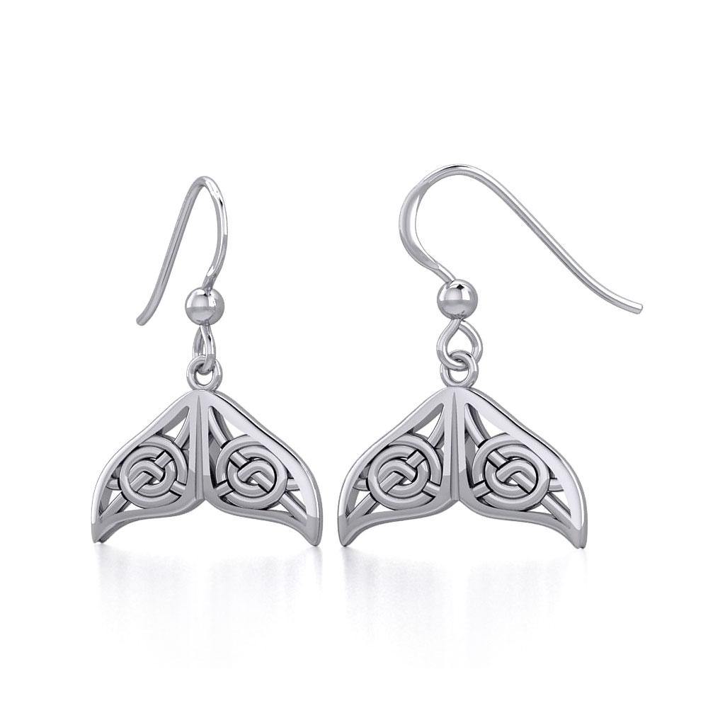 Celtic Knotwork Whale Tail Silver Earrings TER1929 - Jewelry