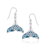 Celtic Whale Tail Sterling Silver Earrings with Enamel TER1931