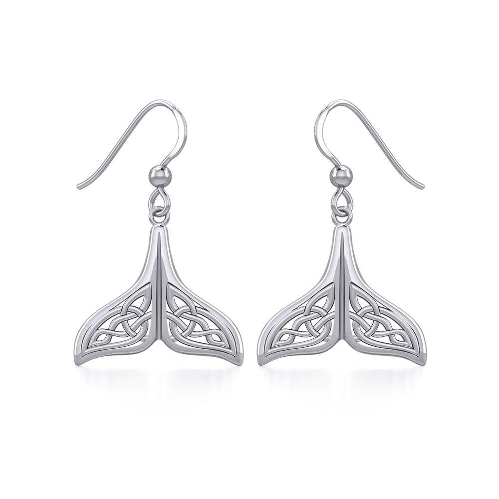 Celtic Knotwork Whale Tail Silver Earrings TER1936 - Jewelry