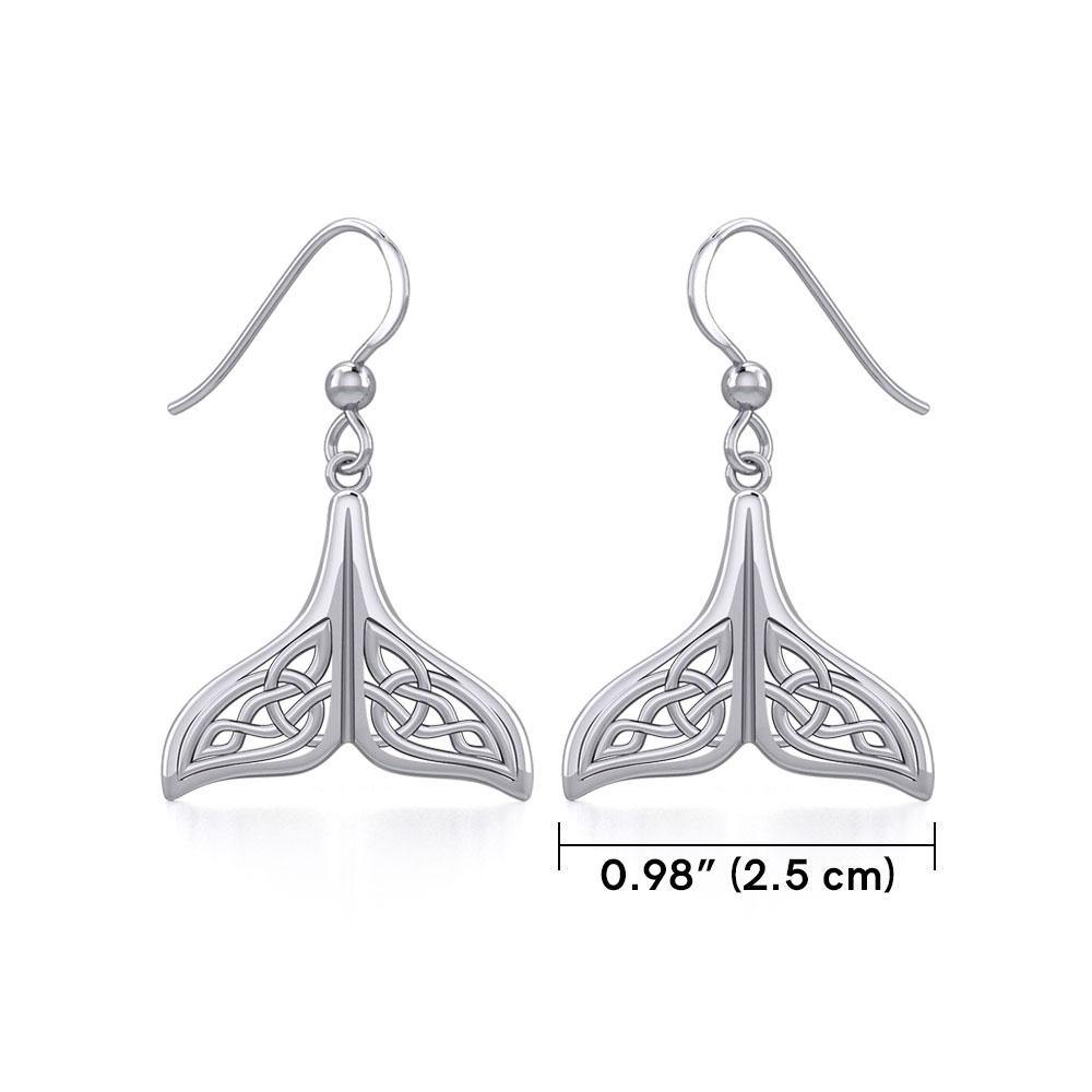 Celtic Knotwork Whale Tail Silver Earrings TER1936 - Jewelry