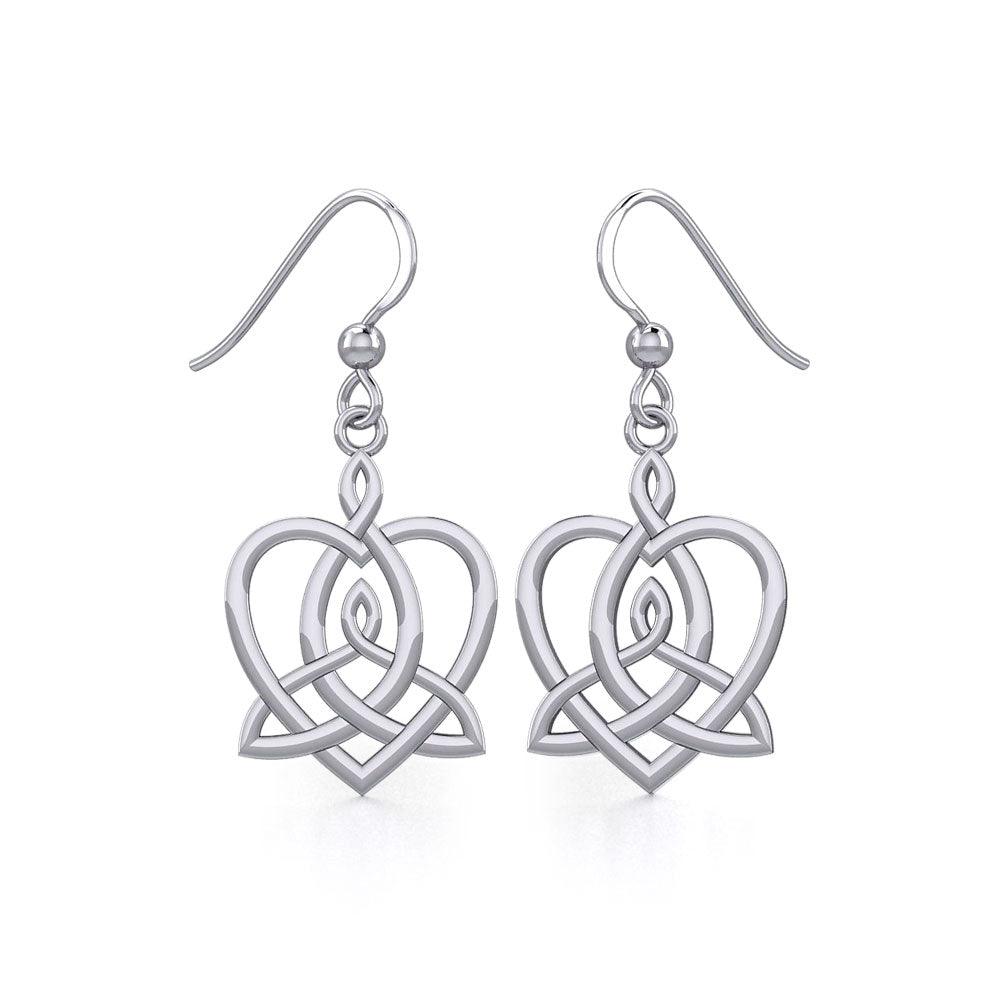 Celtic Motherhood Triquetra or Trinity Heart Silver Earrings TER1948 - Jewelry