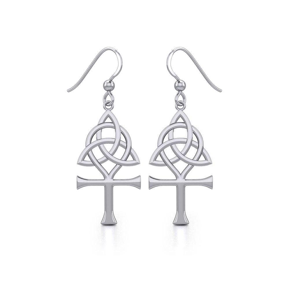Triquetra and Ankh Silver Earrings TER1952 - Jewelry