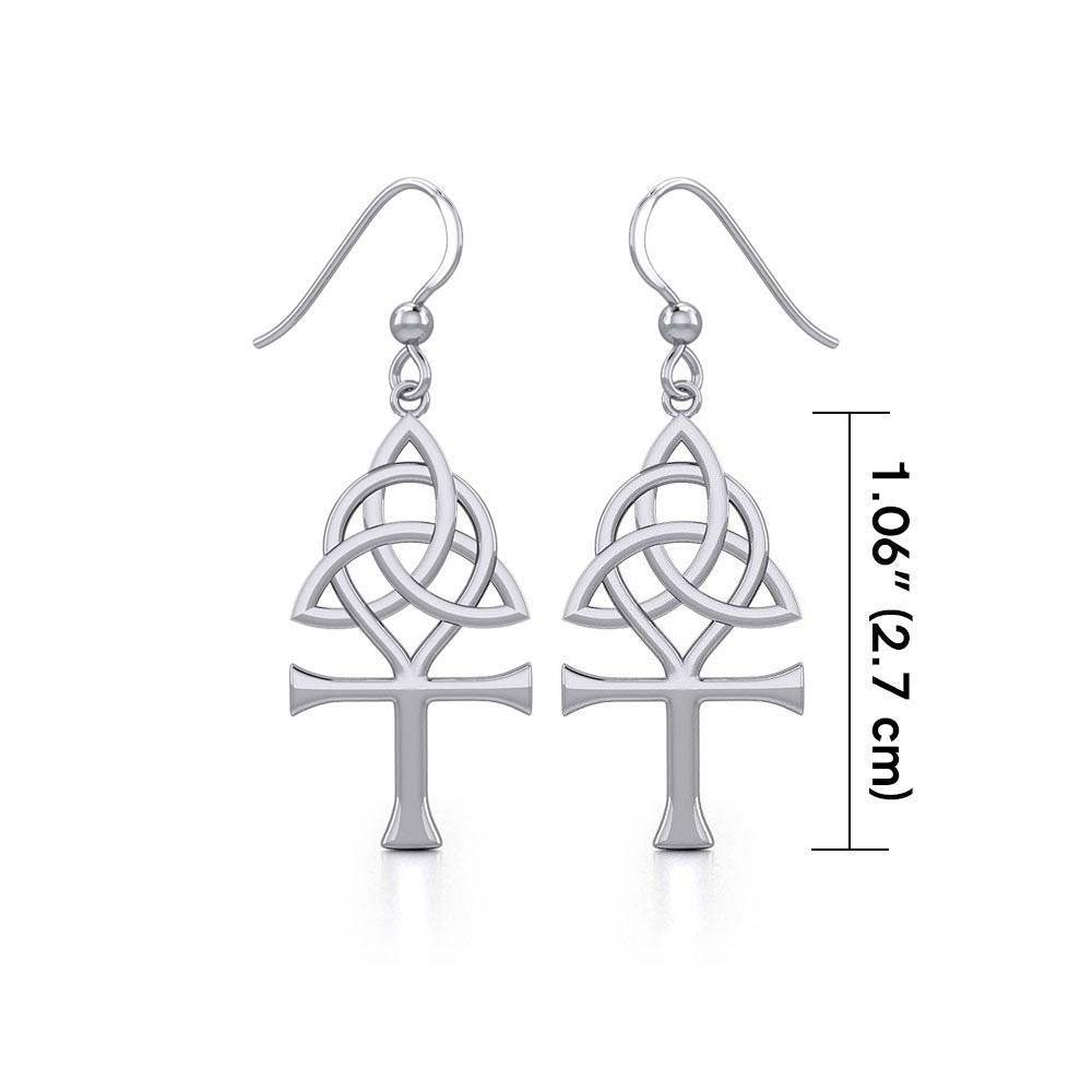 Triquetra and Ankh Silver Earrings TER1952 - Jewelry