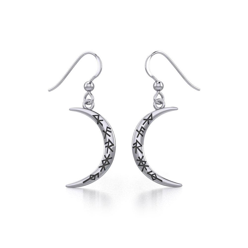 Crescent Moon with Bind Runes Earrings TER1955 - Jewelry