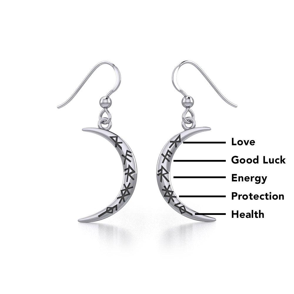 Crescent Moon with Bind Runes Earrings TER1955 - Jewelry