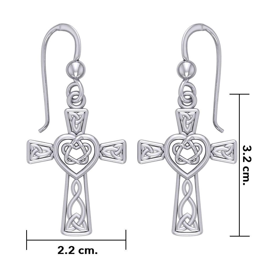 Celtic Knotwork Heart with Cross Silver Earrings TER1969 - Jewelry
