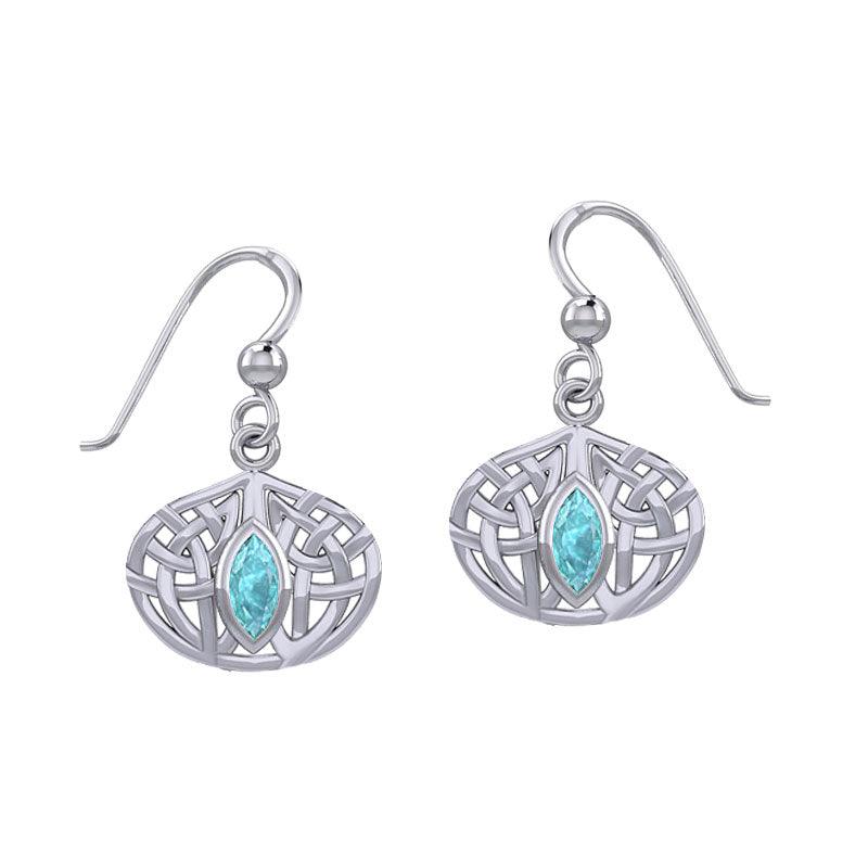Celtic Knotwork Silver Earrings with Gemstone TER2034 - Jewelry