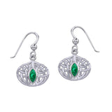 Celtic Knotwork Silver Earrings with Gemstone TER2034 - Jewelry