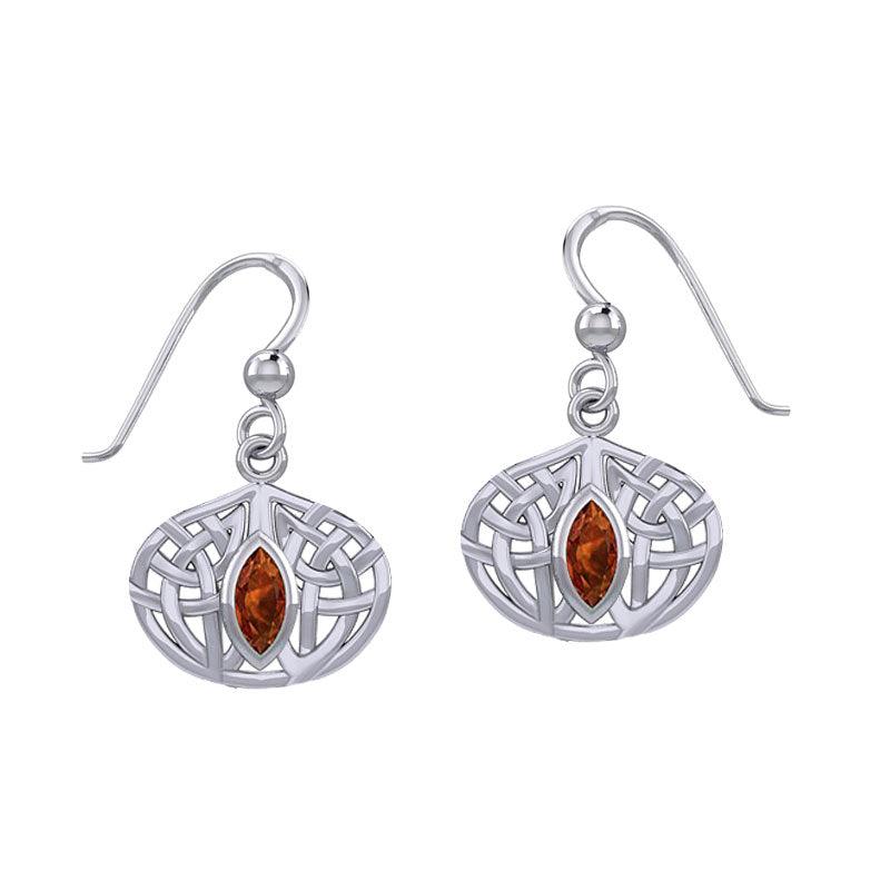 Celtic Knotwork Silver Earrings with Gemstone TER2034 - Jewelry