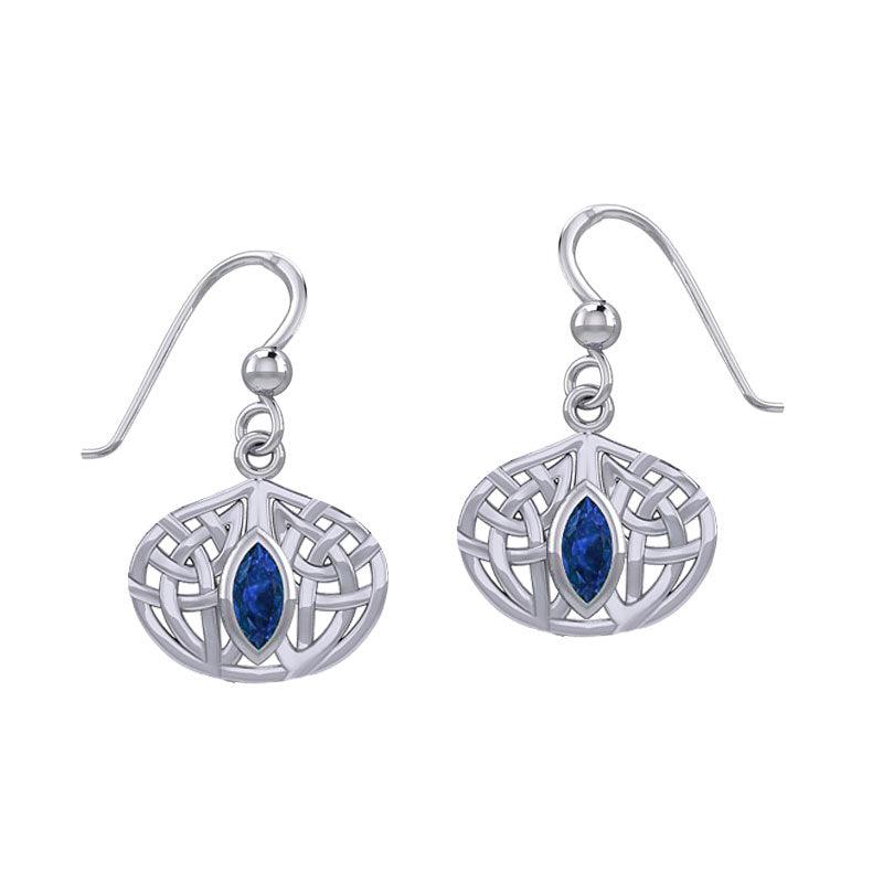 Celtic Knotwork Silver Earrings with Gemstone TER2034 - Jewelry