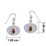 Celtic Knotwork Silver Earrings with Gemstone TER2034 - Jewelry