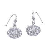 Celtic Knotwork Silver Earrings with Gemstone TER2034 - Jewelry
