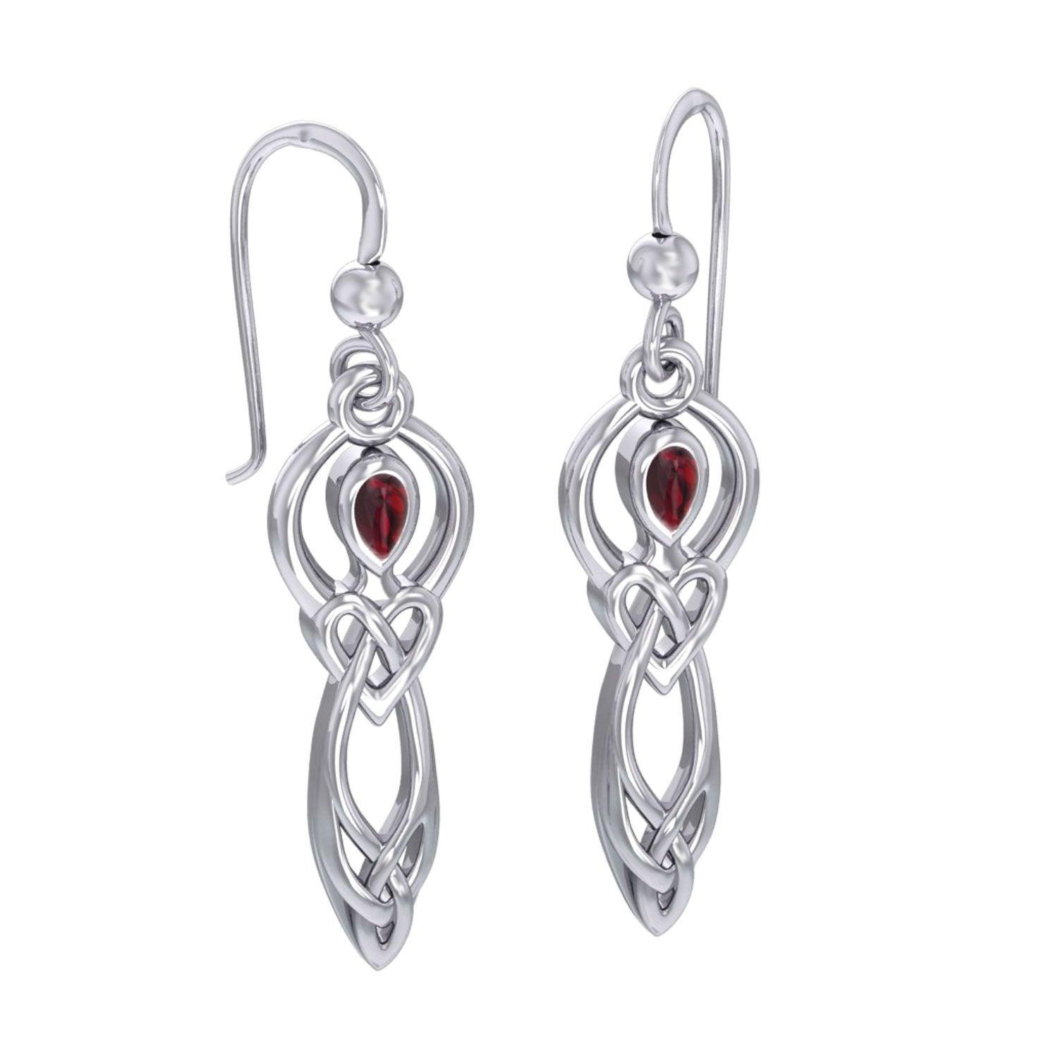Celtic Knotwork Goddess with Gemstone Silver Earrings TER2051 - Jewelry