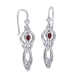 Celtic Knotwork Goddess with Gemstone Silver Earrings TER2051 - Jewelry