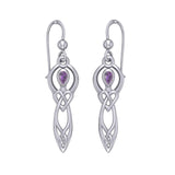 Celtic Knotwork Goddess with Gemstone Silver Earrings TER2051 - Jewelry