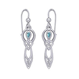 Celtic Knotwork Goddess with Gemstone Silver Earrings TER2051 - Jewelry