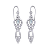 Celtic Knotwork Goddess with Gemstone Silver Earrings TER2051 - Jewelry