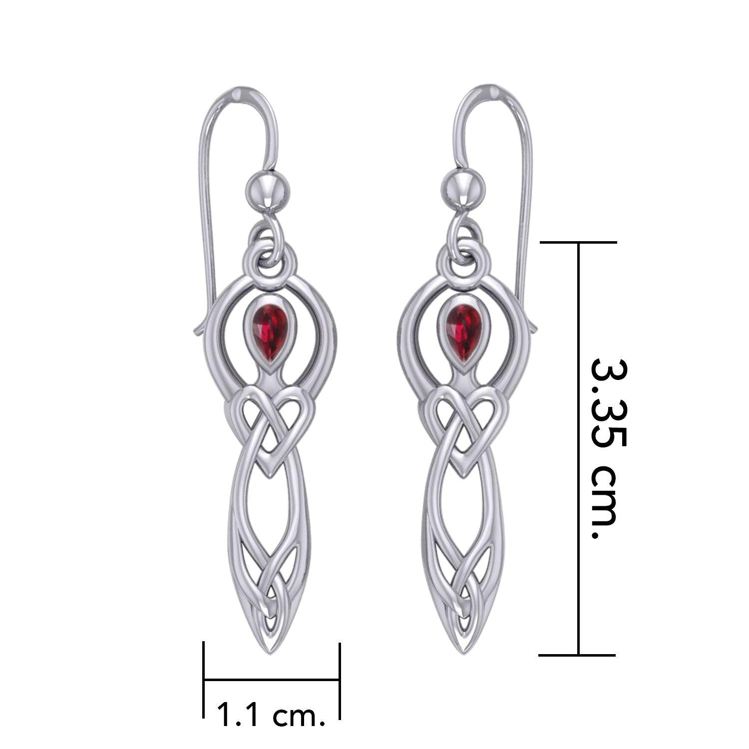 Celtic Knotwork Goddess with Gemstone Silver Earrings TER2051 - Jewelry