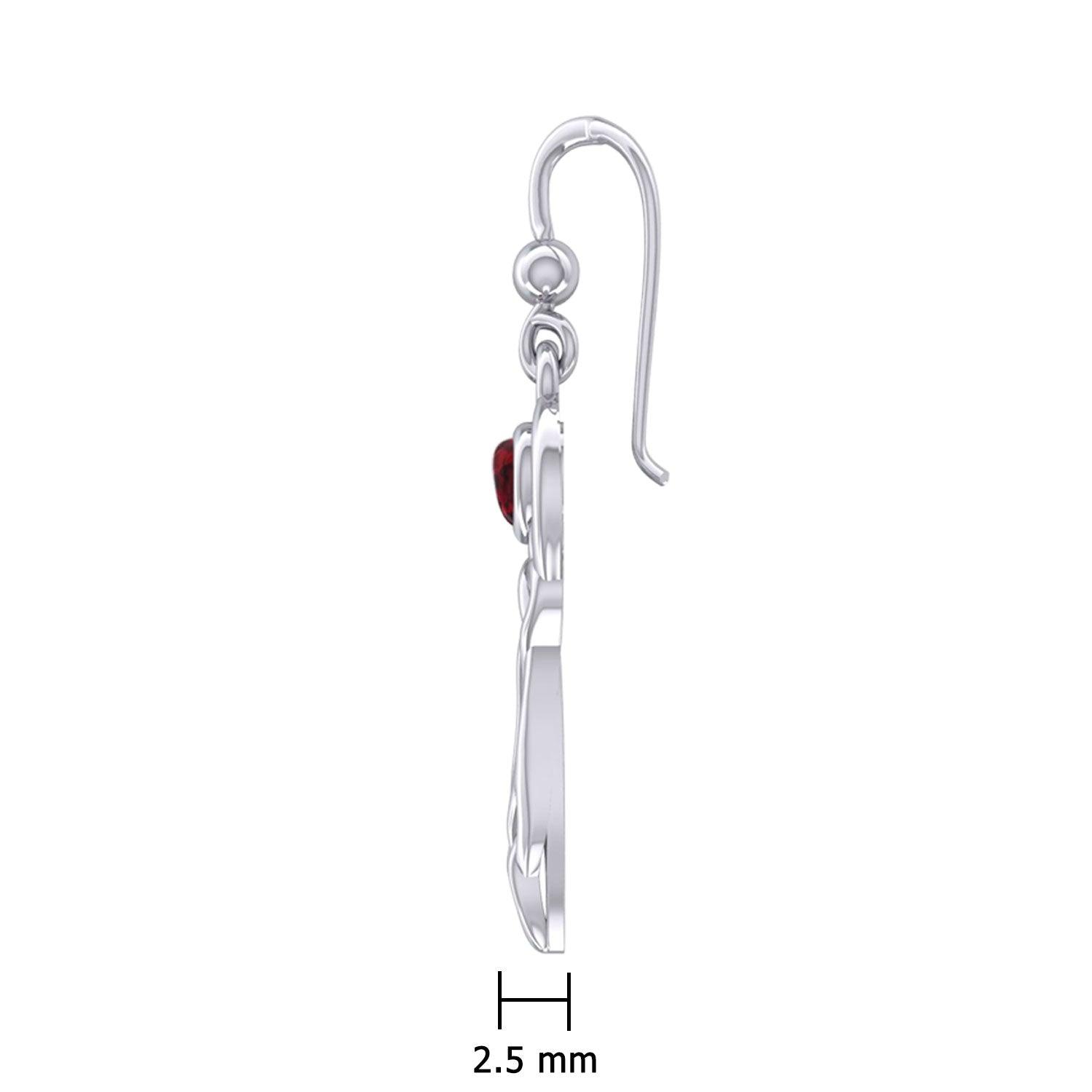 Celtic Knotwork Goddess with Gemstone Silver Earrings TER2051 - Jewelry
