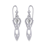 Celtic Knotwork Goddess with Gemstone Silver Earrings TER2051 - Jewelry