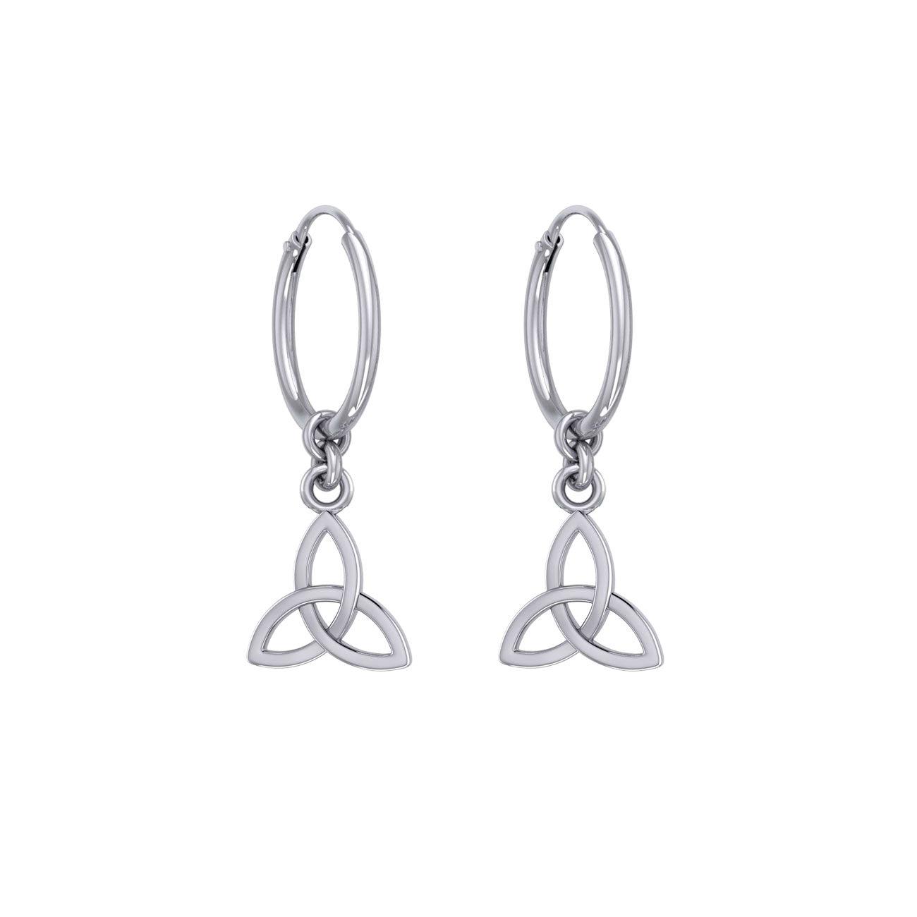 Celtic Knotwork Silver Triquetra or Trinity Knot Hoop Earrings TER2056 - Jewelry