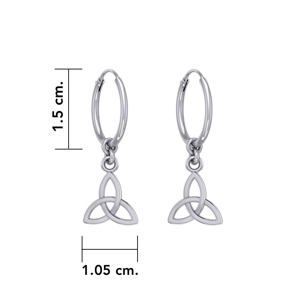 Celtic Knotwork Silver Triquetra or Trinity Knot Hoop Earrings TER2056 - Jewelry