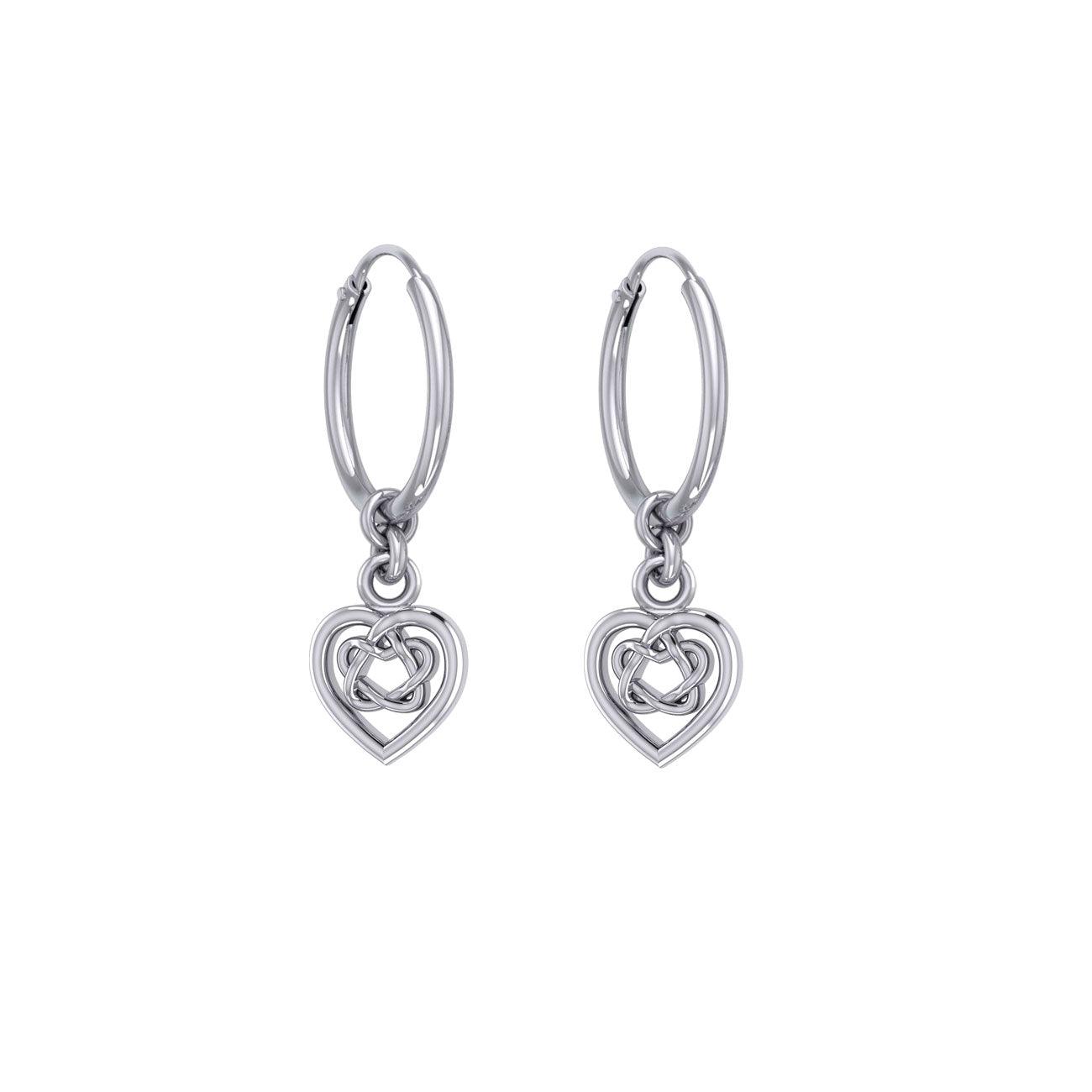 Celtic Knotwork Heart Silver Hoop Earrings TER2060 - Jewelry