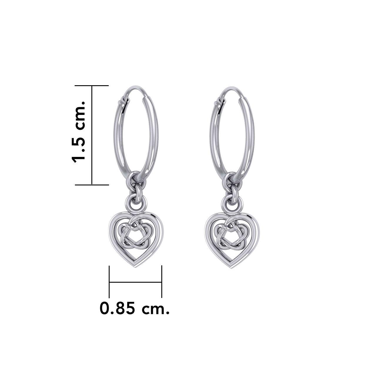 Celtic Knotwork Heart Silver Hoop Earrings TER2060 - Jewelry