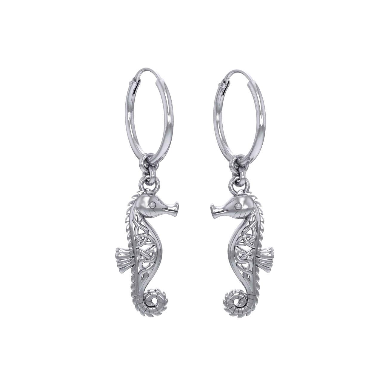 Celtic Knots Seahorse Silver Hoop Earrings TER2083 - Jewelry