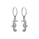 Celtic Knots Seahorse Silver Hoop Earrings TER2083 - Jewelry