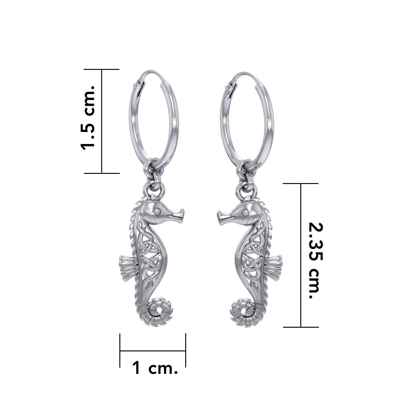 Celtic Knots Seahorse Silver Hoop Earrings TER2083 - Jewelry