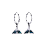 Inlaid Whale Tail Silver Hoop Earrings TER2085