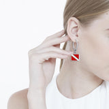 Divers Down Flag Sterling Silver Hoop Earring TER2086 - Jewelry