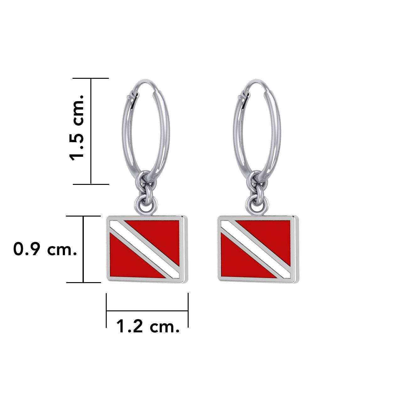 Divers Down Flag Sterling Silver Hoop Earring TER2086 - Jewelry