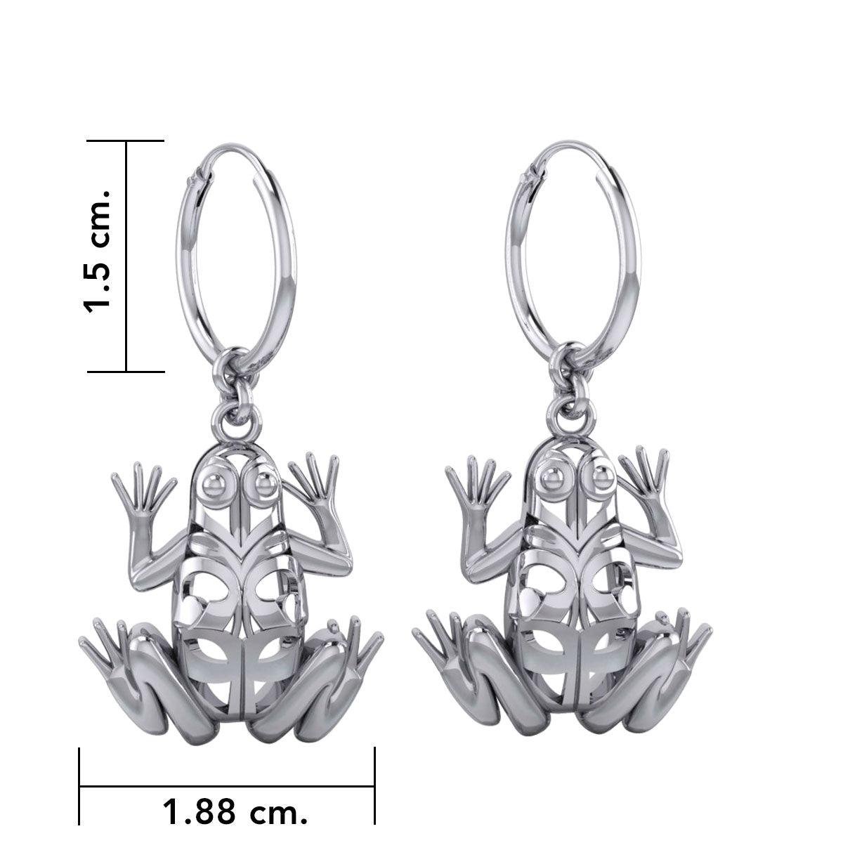 Knotwork Frog Silver Hoop Earrings TER2096 - Jewelry