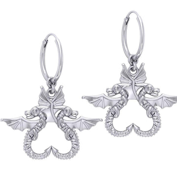 Dragon’s power of two ~ Sterling Silver Jewelry Hoop Earrings TER2097 - Jewelry