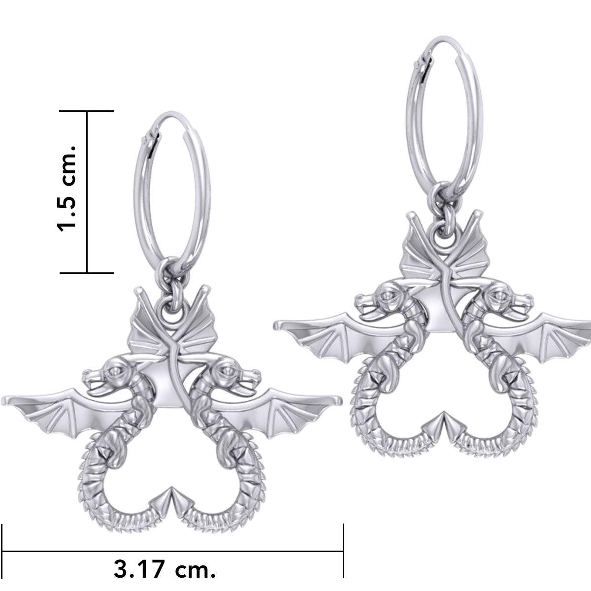 Dragon’s power of two ~ Sterling Silver Jewelry Hoop Earrings TER2097 - Jewelry