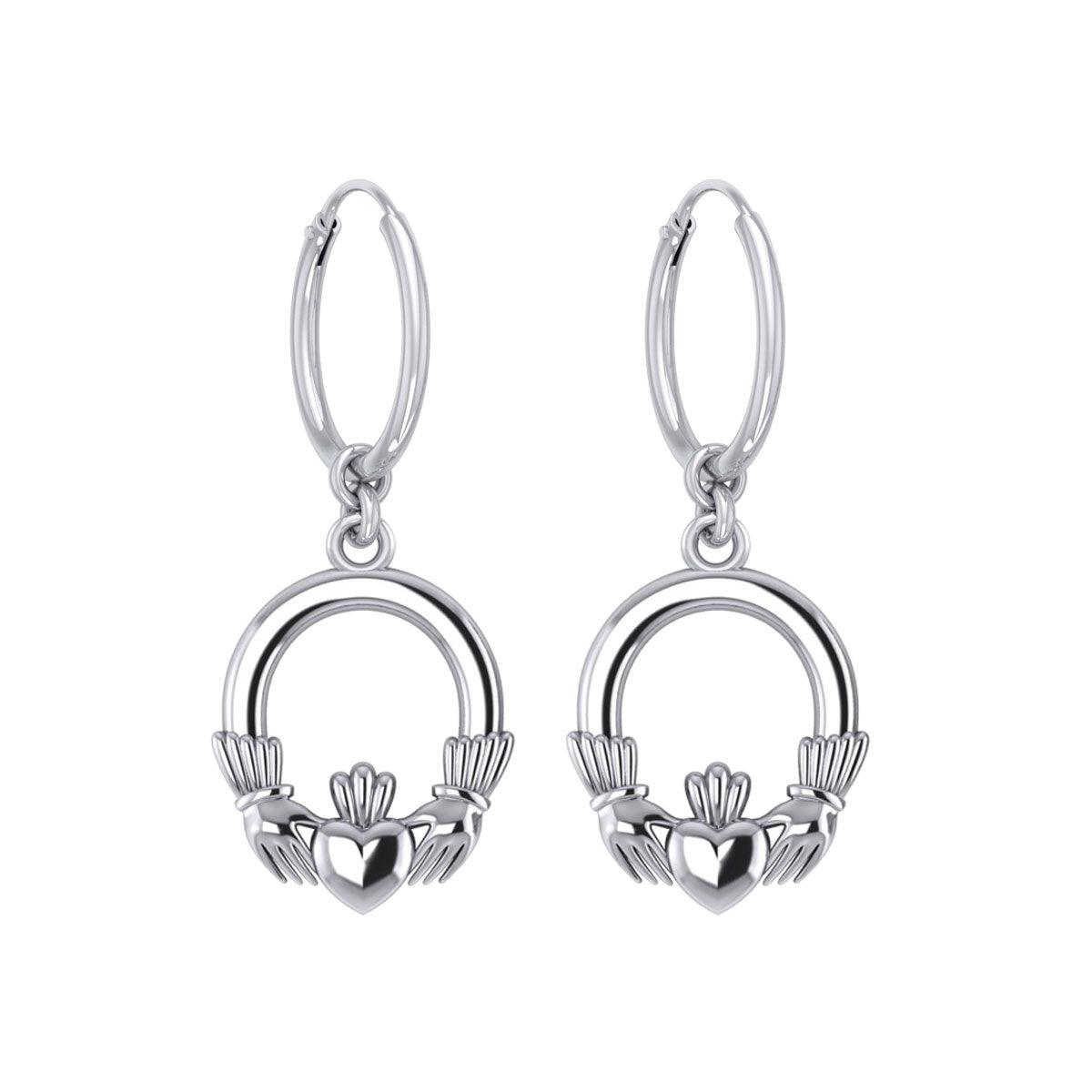 Irish Claddagh Silver Hoop Earrings TER2099 - Jewelry