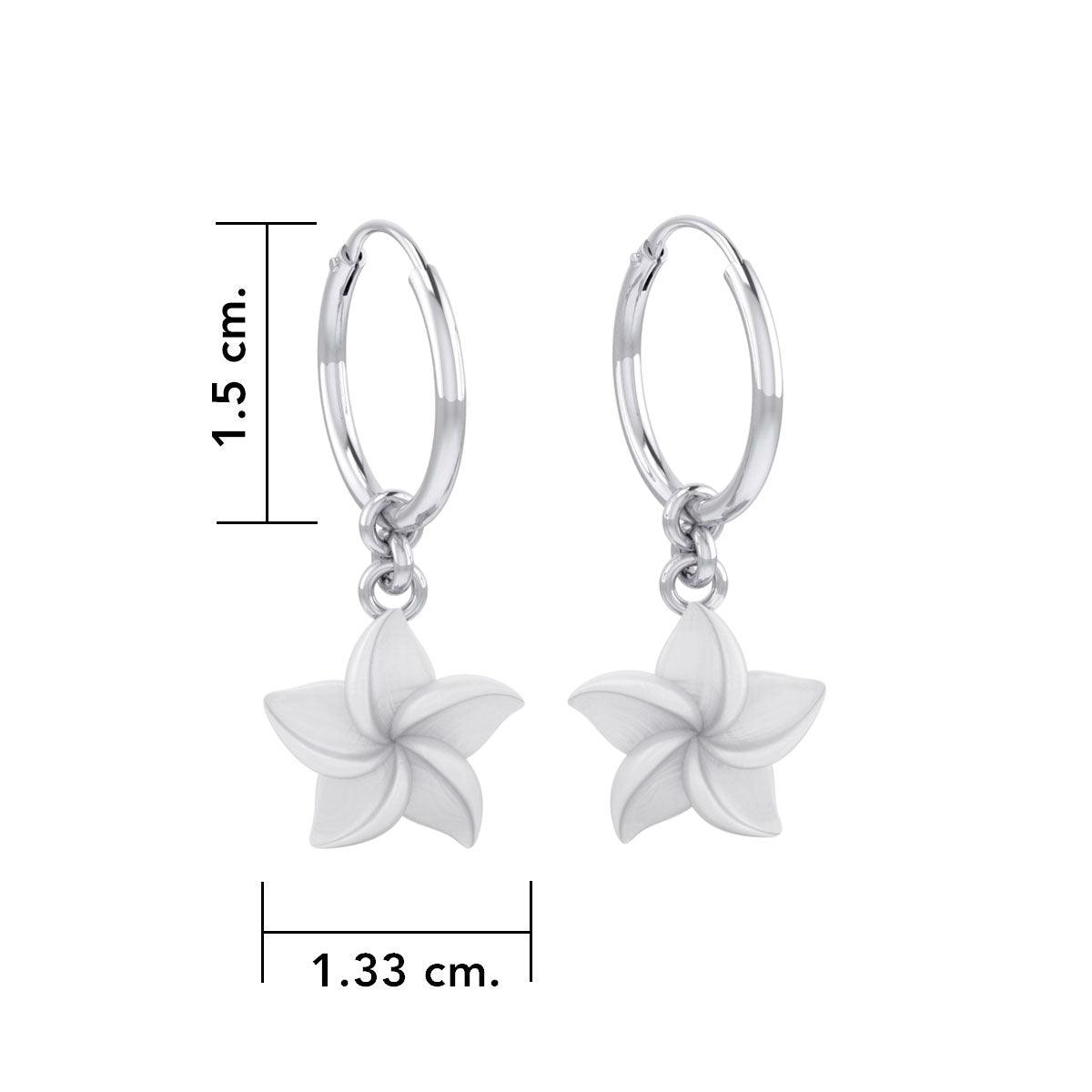 Plumeria - Hawaii National Flower Silver ฺHoop Earrings TER2100 - Jewelry