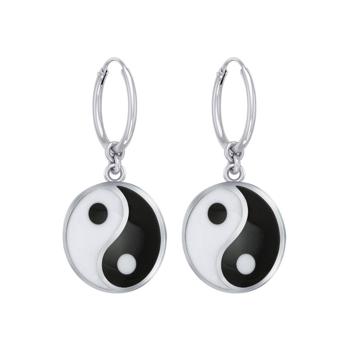 Small Yin Yang Silver Hoop Earrings TER2102 - Jewelry