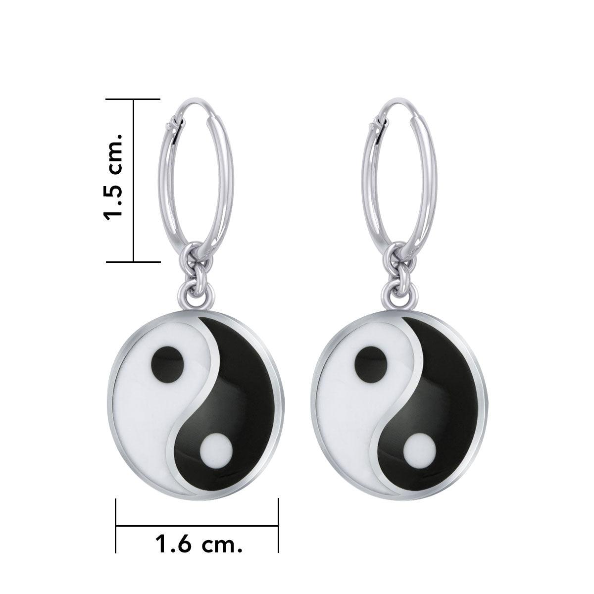 Small Yin Yang Silver Hoop Earrings TER2102 - Jewelry