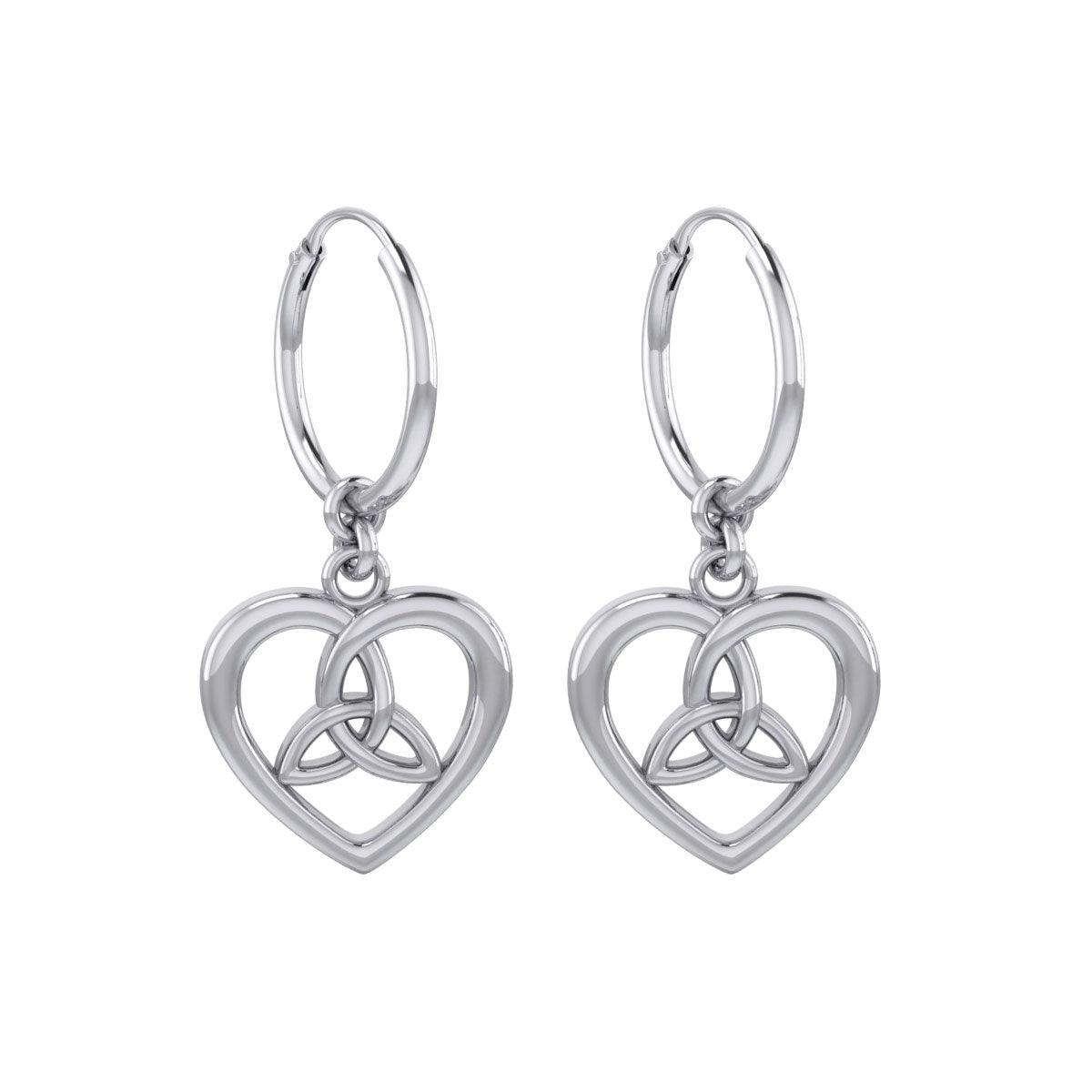 Celtic Trinity Heart Silver Hoop Earrings TER2105 - Jewelry