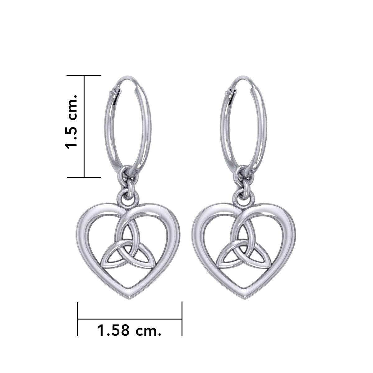 Celtic Trinity Heart Silver Hoop Earrings TER2105 - Jewelry