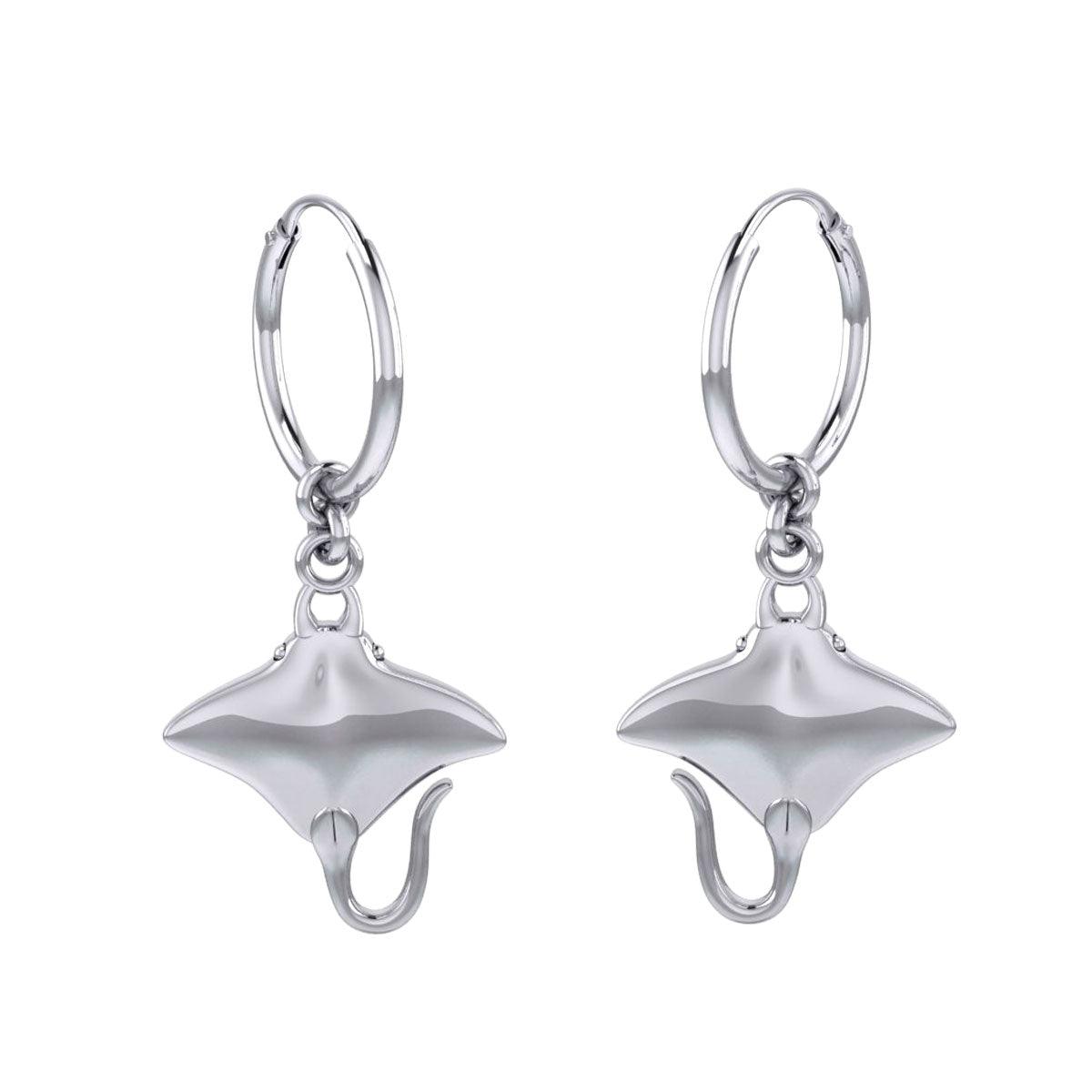 Manta Ray Sterling Silver Hoop Earrings TER2107 - Jewelry